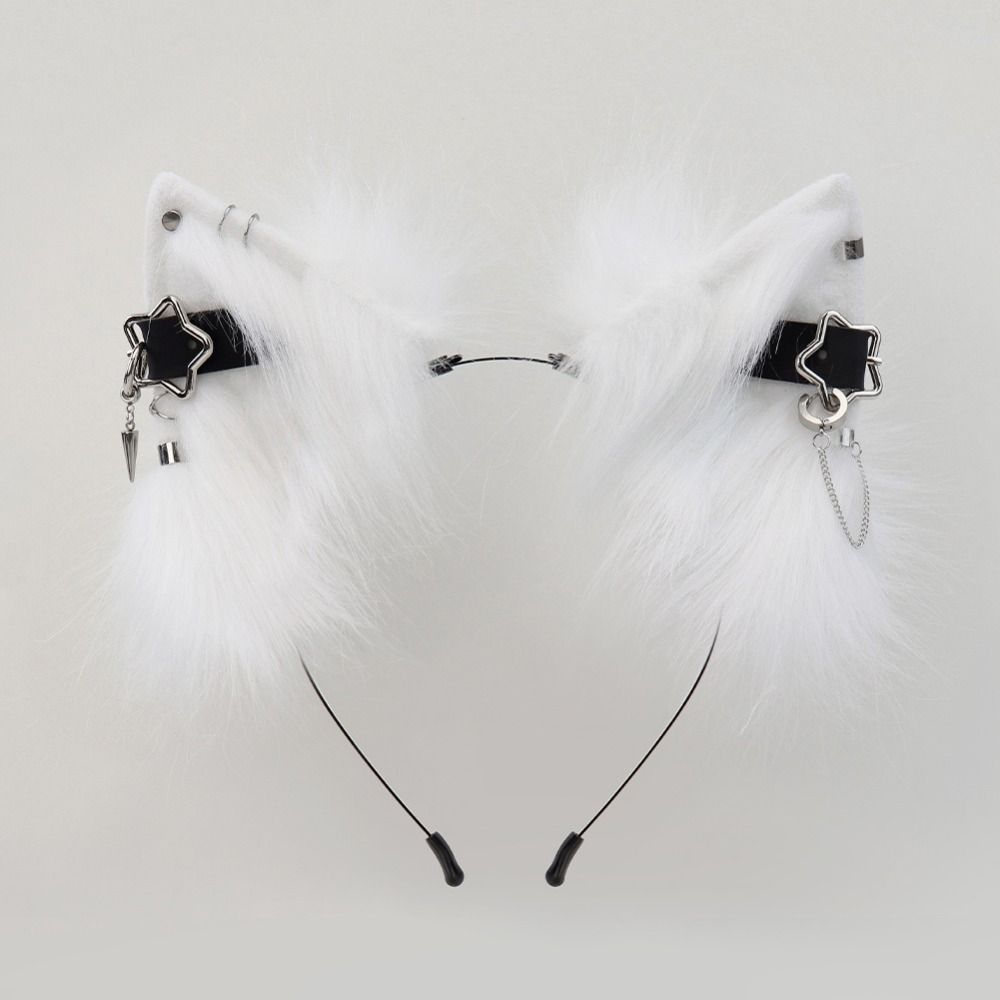 Handmade Animal Ear Headband Metal Detail Cosplay Headband Fur Cat Ears Headband For Comic Con