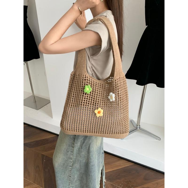 Женская сумка, плетеная вручную, вязаная сумка, простая, выдолбленная, сумка через плечо