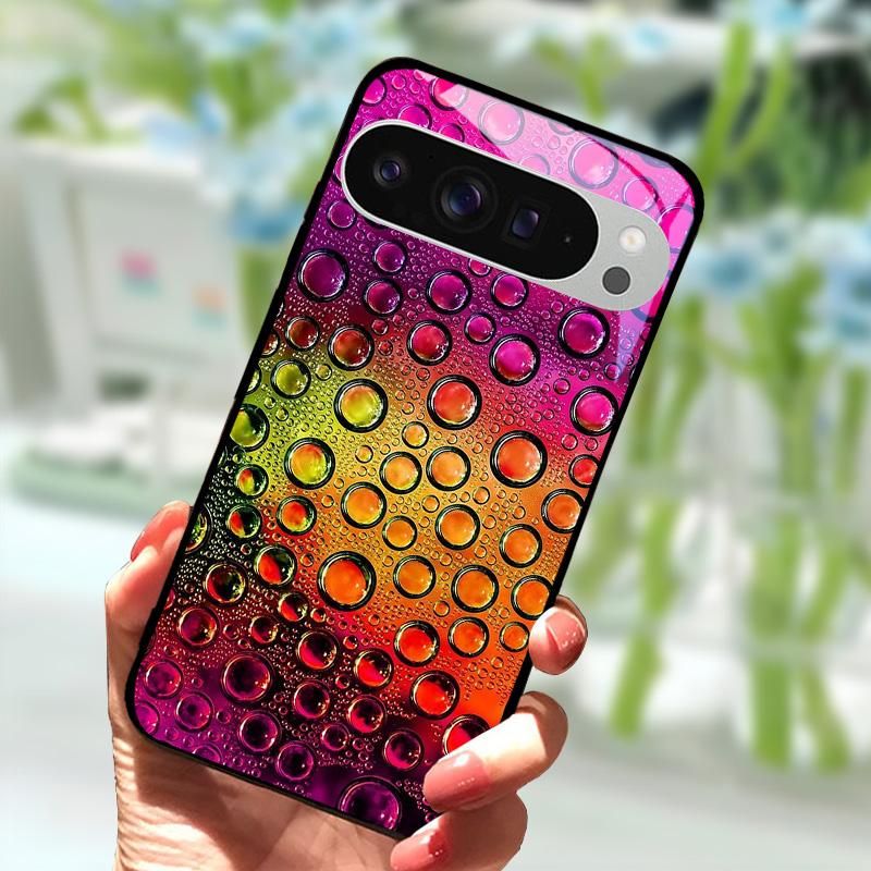 Модный Стеклянный Чехол Для Google Pixel 9 Pro XL Закаленное Стекло Черная Крышка Телефона Для Google Pixel 9a Pixel9 Funda Защитные Чехлы