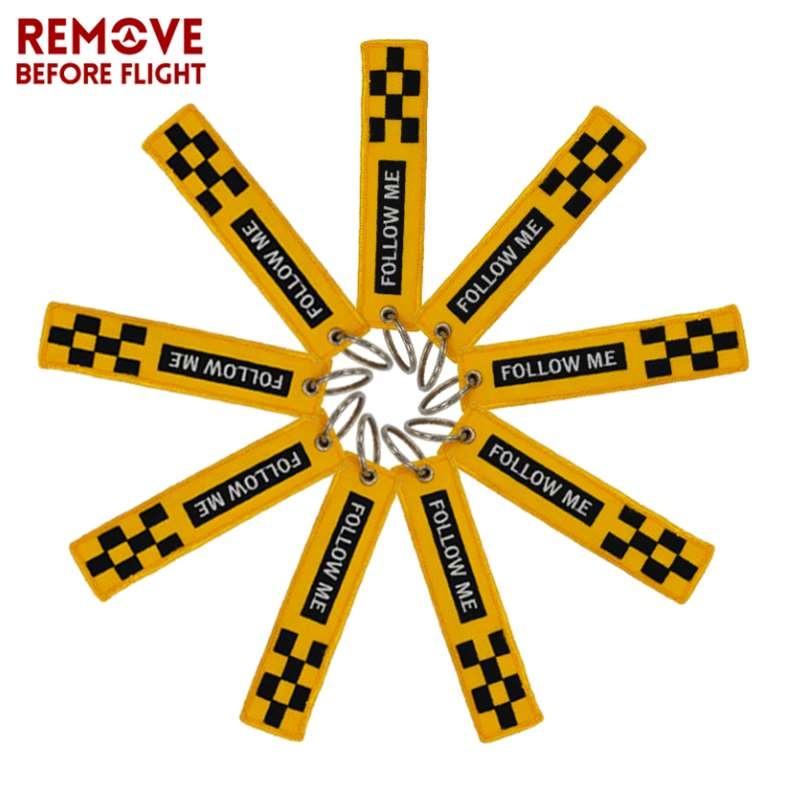 Remove Before Flight Safety Tag FOLLOW ME Keychain Jewelry Aviation Gifts 3 PCS/LOT