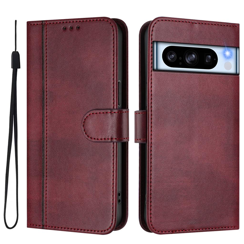 For Google Pixel 8 Pro Cases Wallet Stand Retro Texture Leather Phone Cover with Lanyard