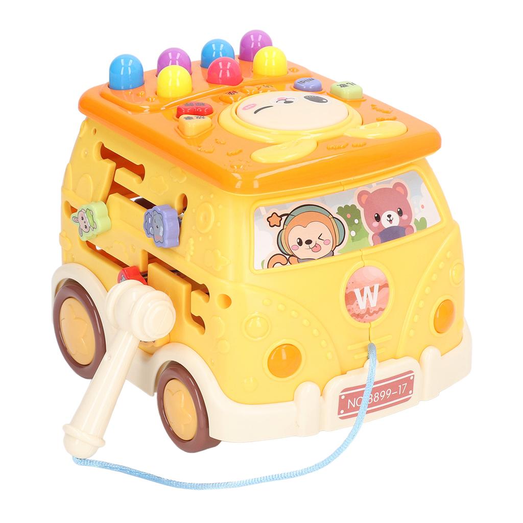 Bus Beat A Mole Toy Educational Sound Light Interactive Musical Learning Activity Cube Bus Toy for