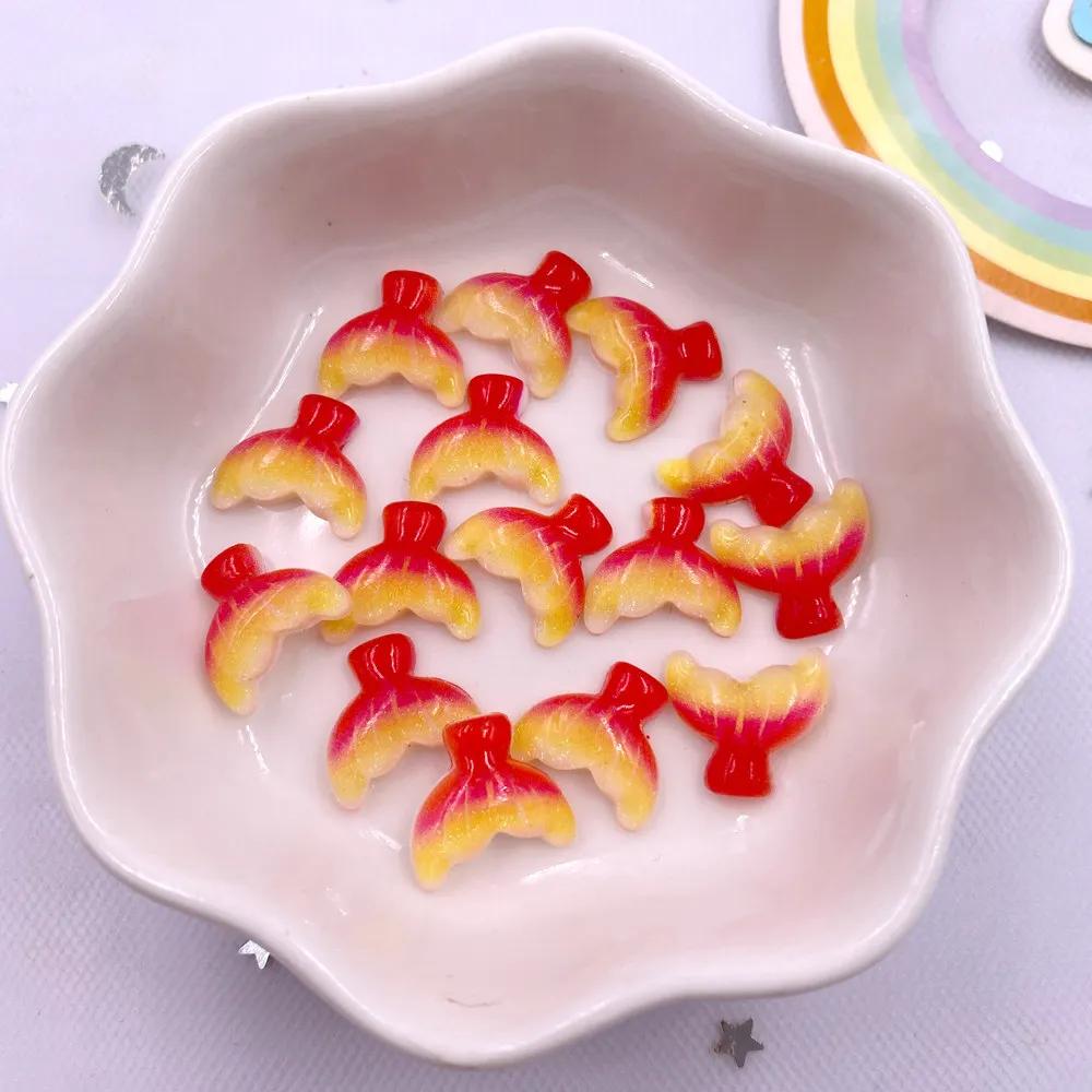 50pcs Glitter Mixed Resin Mini Colorful Mermaid Tail Shell Starfish Seahorse Conch Flatback Figurines Rhinestones Nail Art DIY Scrapbook Accessories
