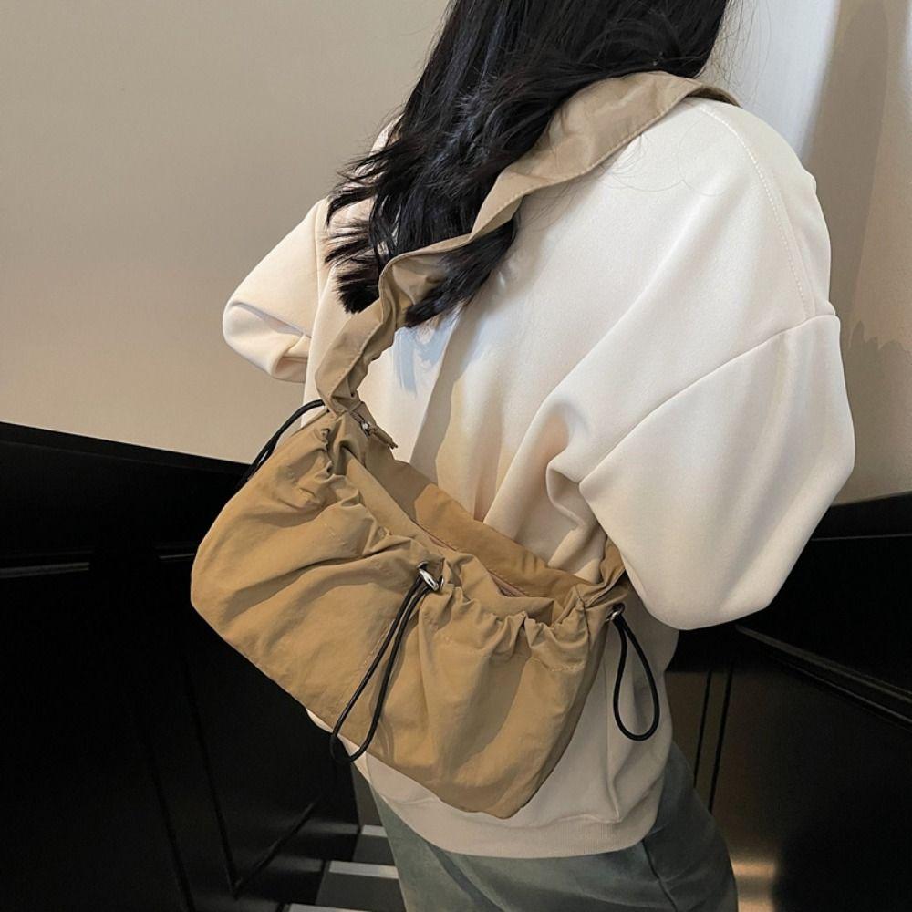 Handbag Nylon Shoulder Bag Korean Style Drawstring Bag Cute Oxford Cloth Crossbody Bag  Outdoor