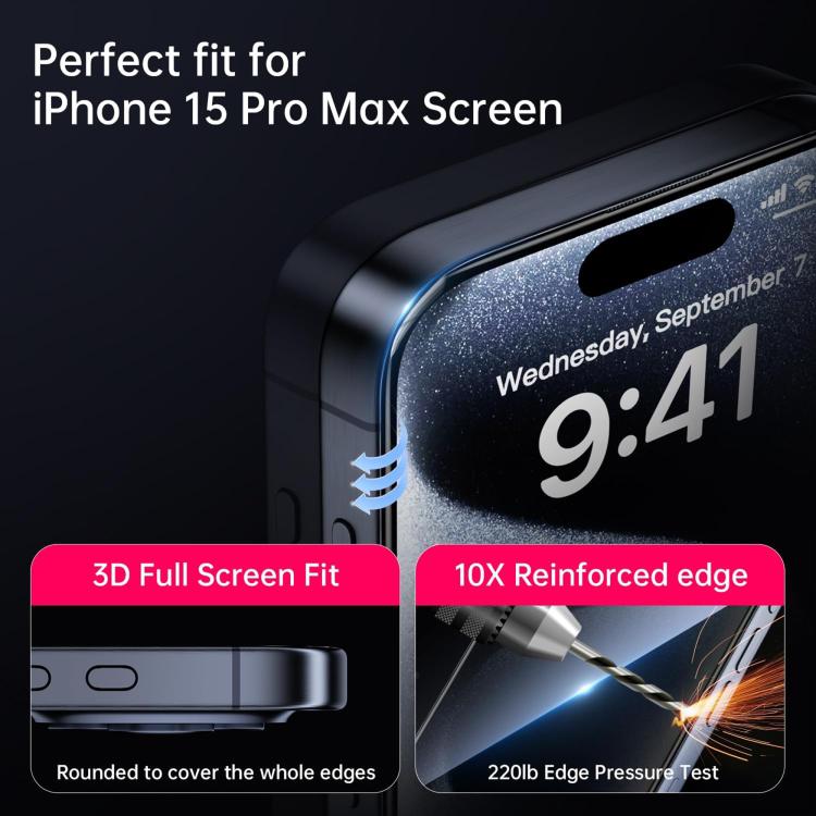 Kalebol High-Aluminum Screen-Printed Full-Coverage Anti-Fingerprint Black-Bordered HD Tempered Glass Film