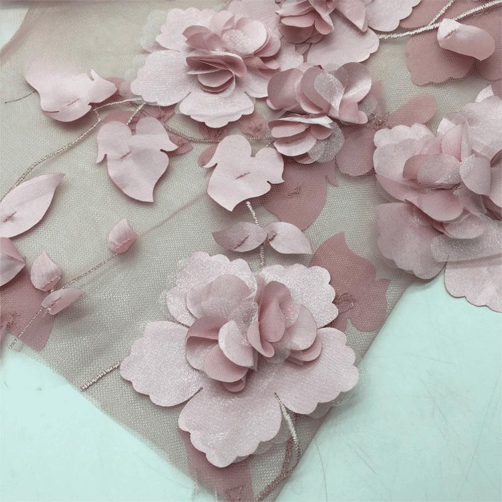 140cm*1 Yard 3D Flower Lace Fabric with Beads High Quality Embroidery Lace Fabric Handmade Clothing Sewing Fabric