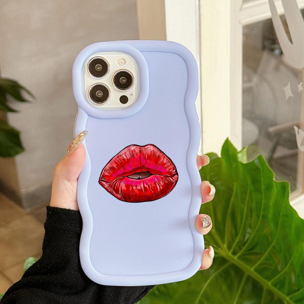 Ae87 Lips Kiss Digital Art Protective Phone Cases for Samsung S24 Plus S23 Ultra A14 A55 A06 Honor X9b Motorola OnePlus Big Wave TPU Back Cover
