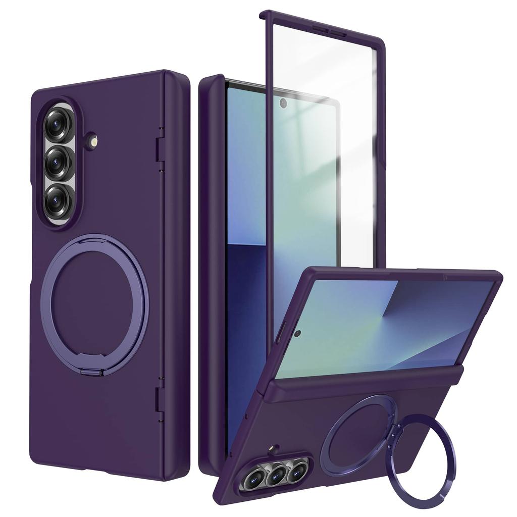 Для Samsung Galaxy Z Fold 7 Магнитный чехол, Защита всего корпуса с подставкой 360°, Встроенная защитная пленка для экрана, Защита шарнира