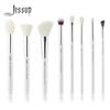 Pearl White/Silver Professional Makeup Brushes Set Make Up Brush Tools Kit 8PCS Foundation Stippling Natural-synthetic Hair