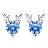 Серьги в форме рогов оленя с голубыми бриллиантами и посеребрением One Deer Has You Little Clear Girl, женские модные серьги в японском и корейском стиле