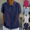Women Casual Shirt Turned Collar Short Sleeve Solid Color Loose Fit Tee Shirt Summer Tee Shirt Daily Wear