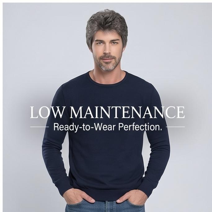 Men's Short Gray Layered Realistic Wig, Heat Resistant Synthetic Hair with Adjustable Breathable Cap for Daily & Casual Wear