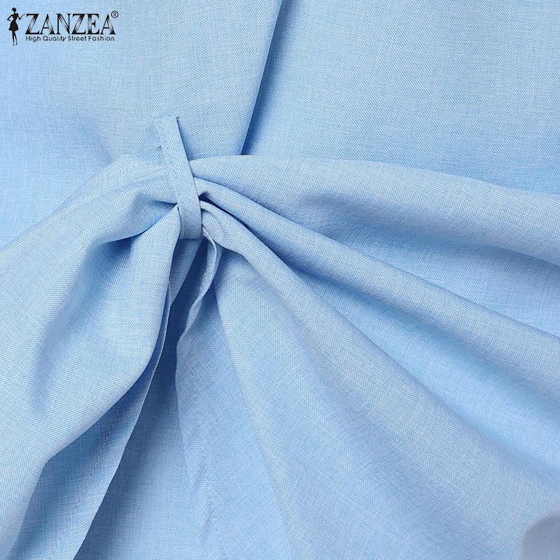 ZANZEA Женская повседневная летняя бандажная блузка с коротким рукавом
