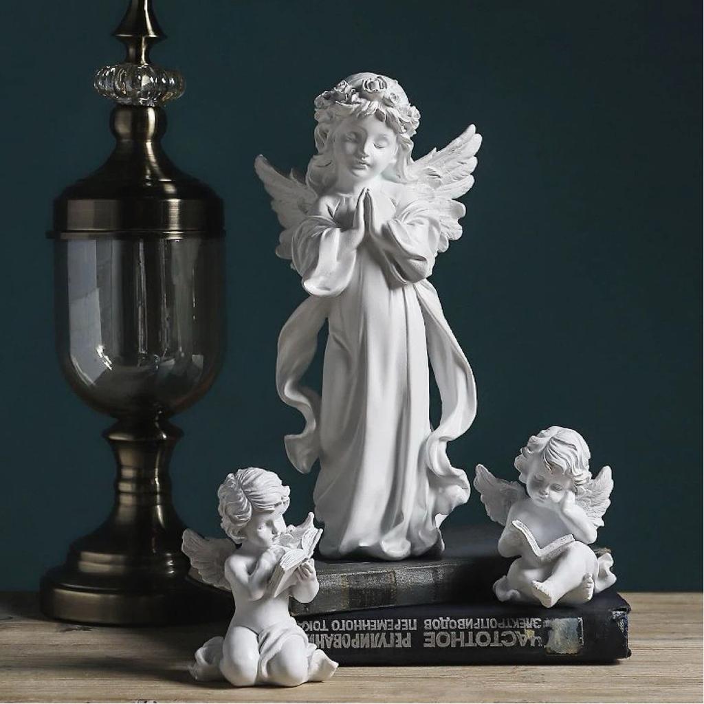 Nordic Creative Resin Angel Figurine, Modern Angel Sculpture Decorative Desktop Ornament