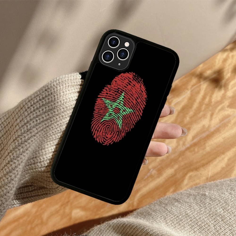 Чехол для телефона с картой и флагом Марокко для IPhone 11 12 13 14 15 16 17 Pro Max Plus PC+TPU