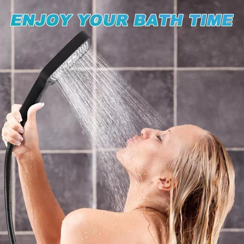 Modern Square Shower Head High Flow 4 Spray Pattern Handheld Shower Universal
