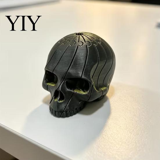 Small Resin Style Craft 3D Printed Skull Figurine, Desktop Fidget Toy, Creative Decompression Sensory Halloween Theme Figurine Toy for Party