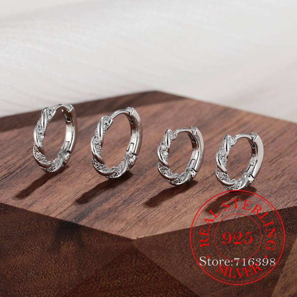 Корейские винтажные серьги-кольца Мебиуса с кристаллами из стерлингового серебра 925 пробы для женщин S925 Свадебная вечеринка Ювелирный подарок Aretes De Mujer