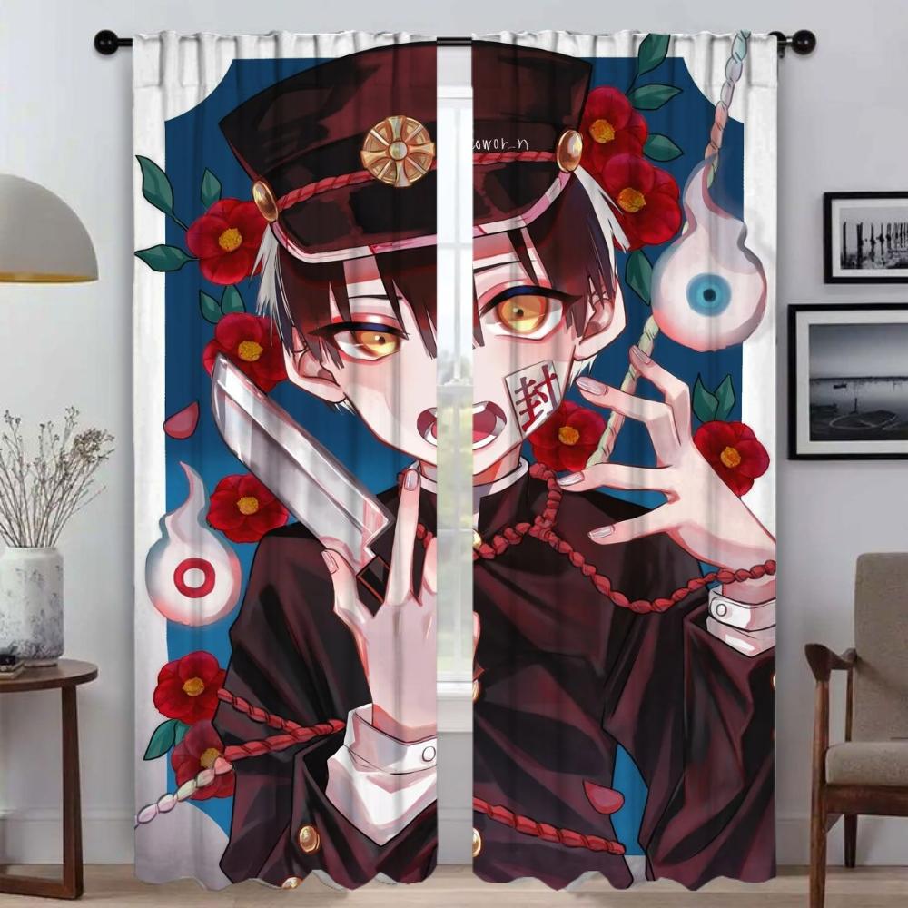 Современные шторы для гостиной для камеры Hanako Kun Shades Tulle для спальни Blackout Curtain Home Interior Curtains 2 Pieces
