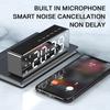 Bluetooth Speaker LED Mirror Display FM Radio Speakers Wireless Alarm Clock