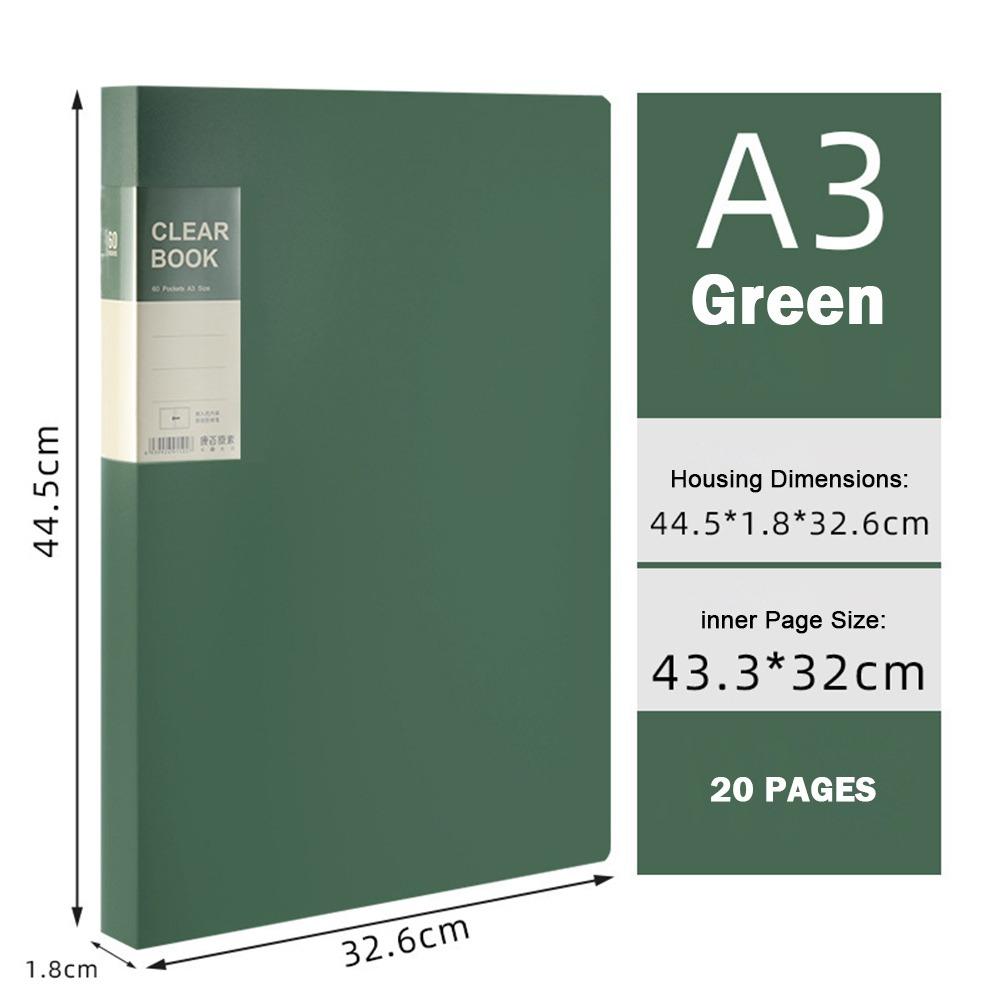 20/40/60 Pages Clear Book A3 Document Storage File Bag Musical Score