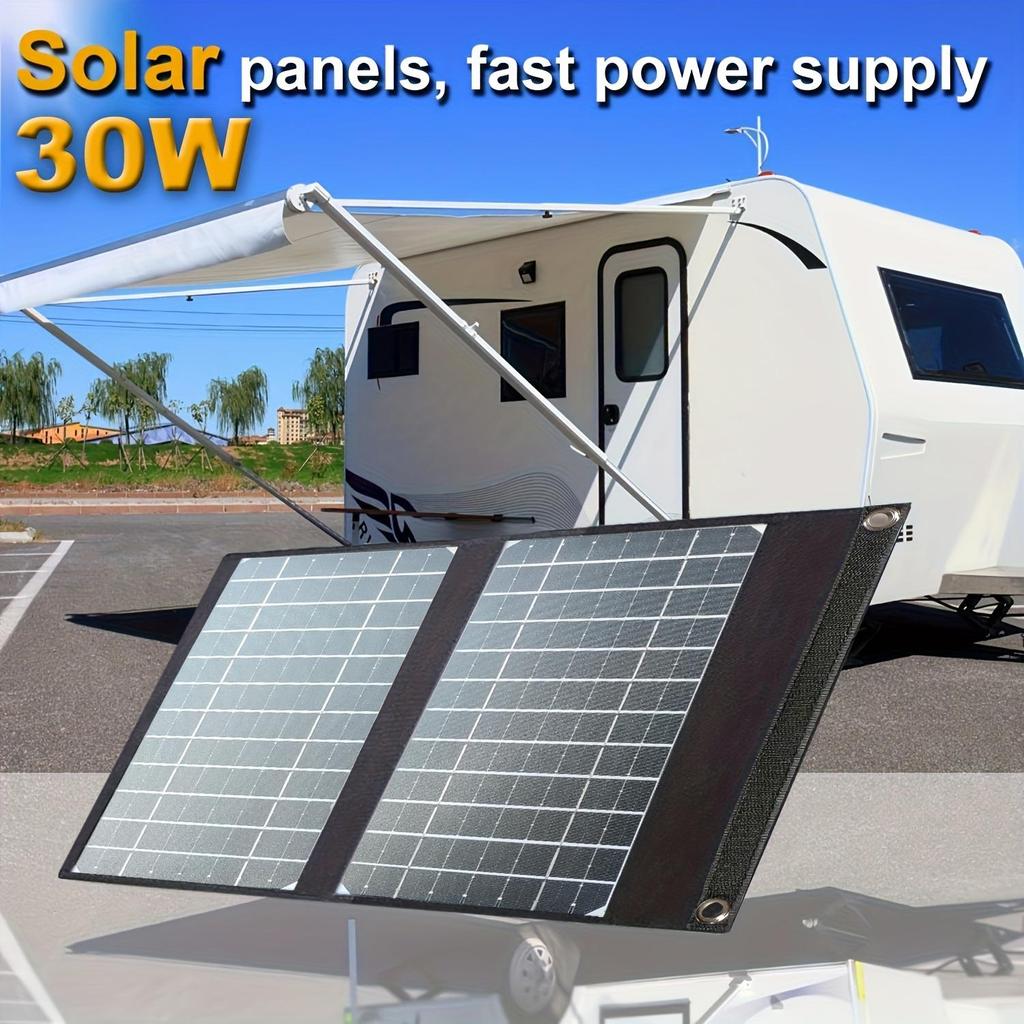 Портативная солнечная панель 30 Вт, Складное солнечное зарядное устройство для аккумуляторов, для портативных электростанций, генераторов, iPad, ноутбуков, USB-портов и выходов постоянного тока