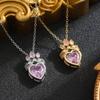 Розовое ожерелье Сердце с Короной: Титановая стальная цепочка на ключицу с легкой роскошью и нишевым дизайном, универсальный аксессуар