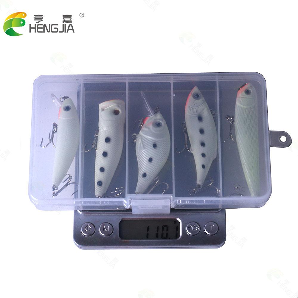 5PCS Luminous Night Fishing Bait Glow Suspending Minnow Crankbaits VIB Pencil Wobblers Hard Baits Sinking Lures Pesca