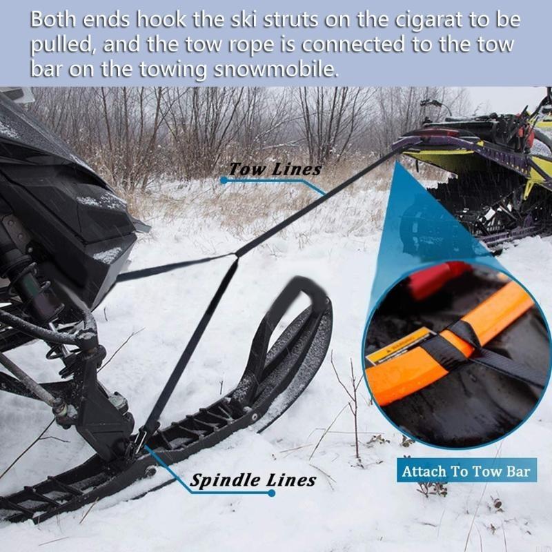 F19A Snowmobile Tow Cable Towing Pull Rope Strap Rope with Hook Emergency Heavy Duty