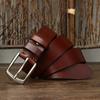 Ремень мужской корейский стиль простой модный первый слой коровьей кожи с масляным воском пряжкой универсальный легкий роскошный повседневный джинсовый ремень