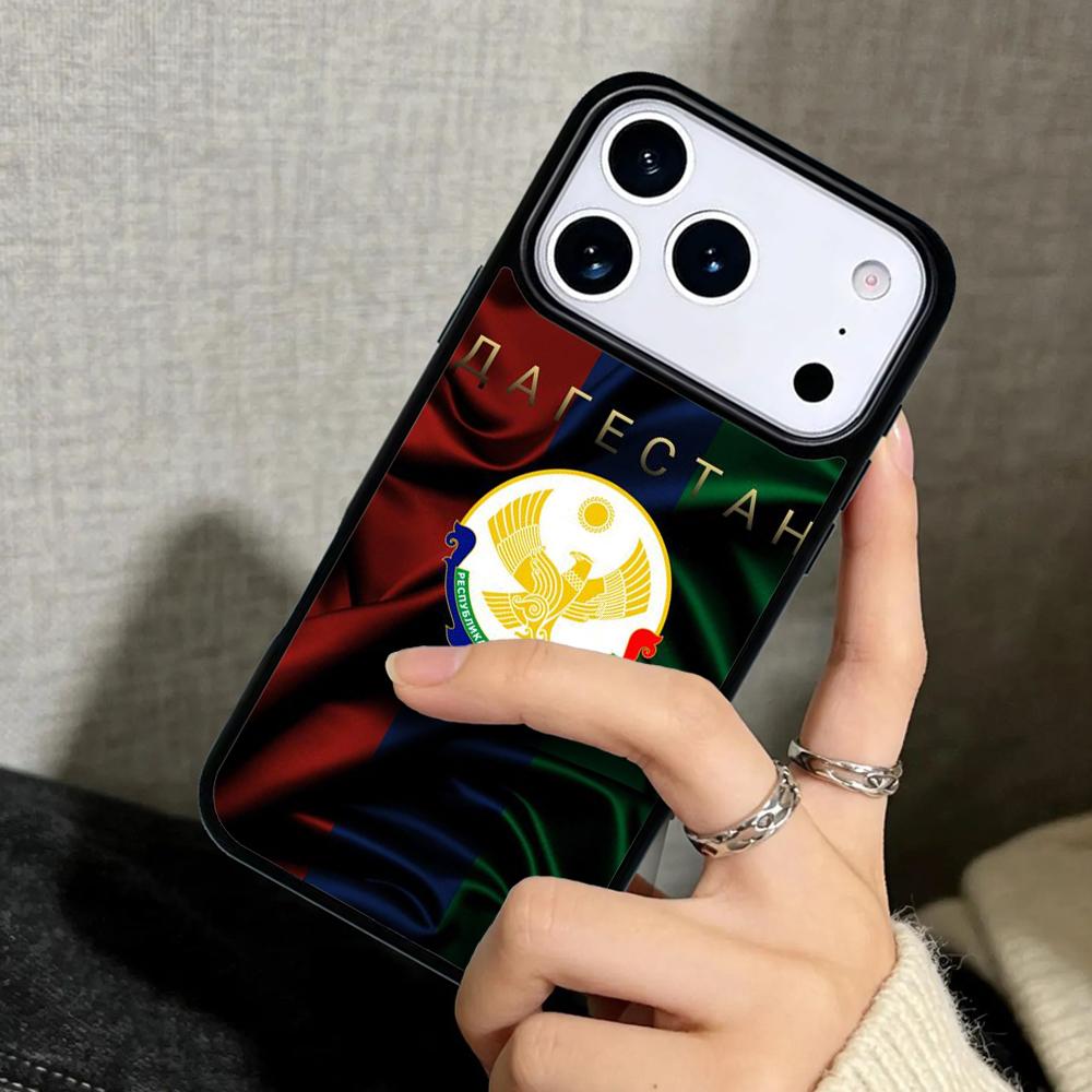 Чехол Case для iPhone 17 Air 16 Pro Max 15 Plus 11 13 Mini 14 12 Задняя крышка телефона Национальный флаг Дагестана