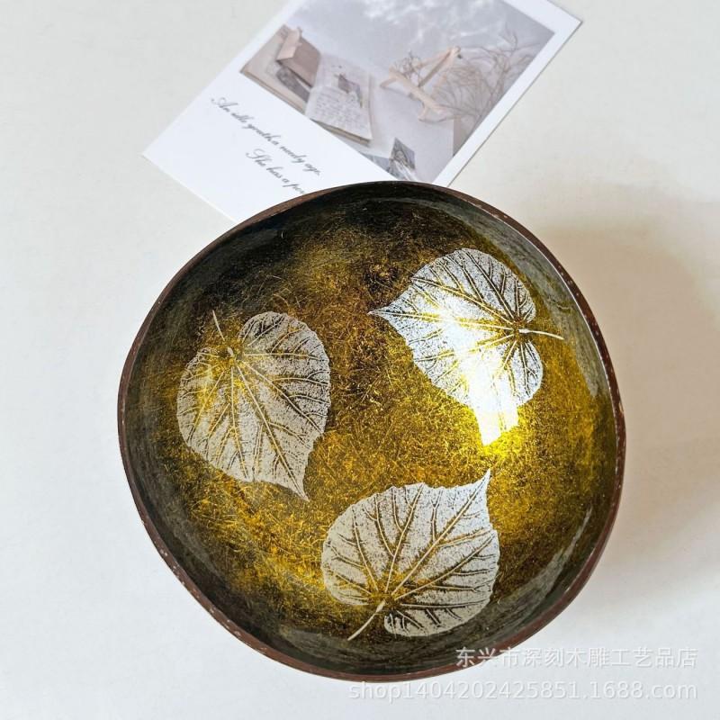 Vietnamese Coconut Shell Bowl Decorative Serving Dish Snacks Nuts Candy Home Decor Storage