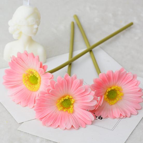 Artificial Gerbera Jamesonii with Stem Realistic Fake Silk Flower Home Office Table Centerpiece Faux Flower Branch Floral Arrangement Decoration