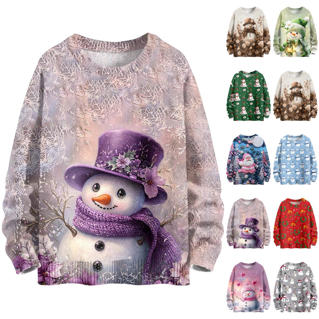 Christmas Sweatshirts For Women Knit Sweater Cute Shirt Fall Crewneck Pullover Tops