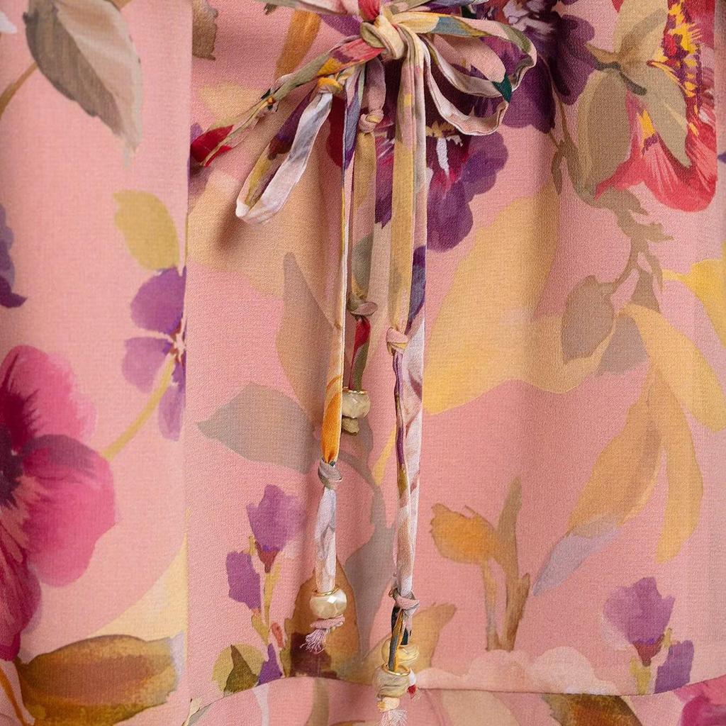 2025 Spring/Summer European & American Sexy Party Print Layered Midi Dress with Waist-Cinching Design