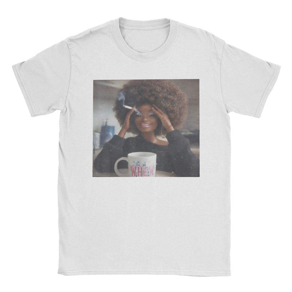 Fun Doll Face Sarcastic Doll Smoking Yk Unisexs T Shirts Unique Tee Shirt Short Sleeve Round Collar TShirts Pure Cotton 6XL Tops