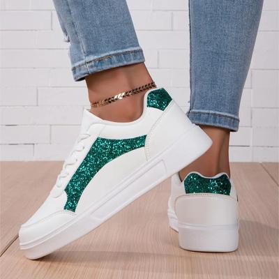 Женские дышащие кроссовки для бега, спортивная повседневная обувь для фитнеса, блестящие украшения на маленьких белых туфлях для женской обуви