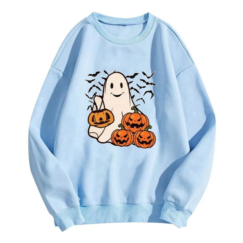 Свободный повседневный свитшот с принтом, с длинным рукавом, фабричный опт, европейский и американский свитшот на Хэллоуин, круглый вырез