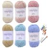 Sumire Craft Shop Cotton Acrylic Blend Yarn Marble Yarn 1 Ball 170m 6 Colors Assorted Set Row Number Marker Set Knitting Motif Knitting Approx.