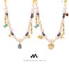 European-American Court Style Gold-Plated Titanium Necklace with Freshwater Pearls & Natural Stone Beads