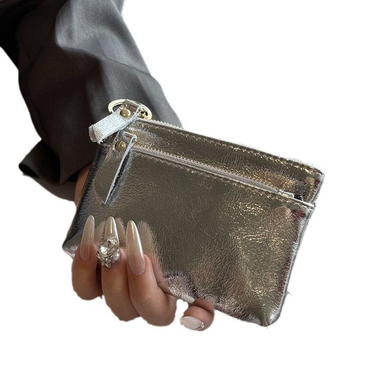 Multifunctional Mini Leather Wallet: Crackle Pattern Card & Key Holder