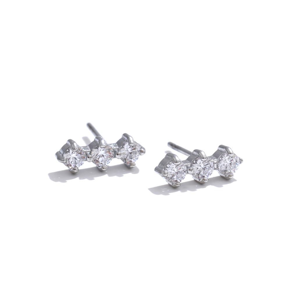 Yhpup High Quality Shiny Cubic Zirconia Daily Stud Earrings for Women Stainless Steel Delicate Popular Versatile Jewelry Gift