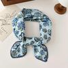 70% Cotton Linen Small Square Silk Scarf - Korean Style Floral Design for Versatile Neckwear and Decorative Use