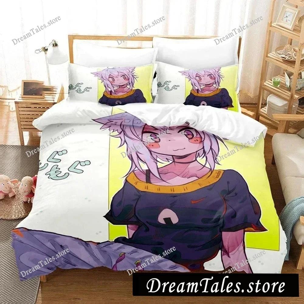 Комплект постельного белья Nekomata Okayu для мальчиков и девочек, размер Twin, Queen, пододеяльник, наволочка, детская, взрослая, модная, домашний текстиль, настраиваемый741