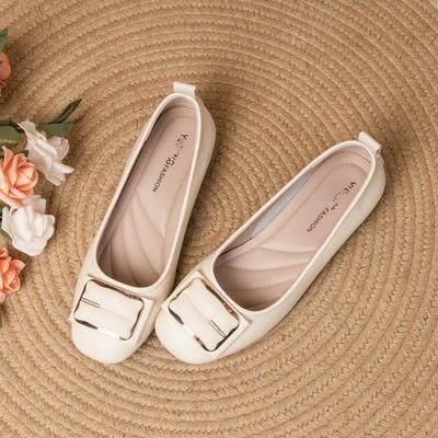 Туфли-лодочки из мягкой кожи с неглубоким вырезом, новая весна-осень 2025, толстый каблук, квадратный носок, женские туфли на мягкой подошве с низким каблуком, на одном педале, обувь для мамы