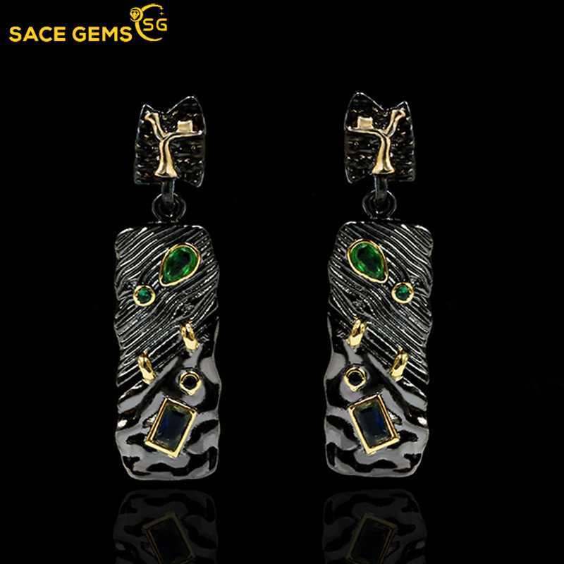 Sace Gems Изысканные двухцветные нерегулярные геометрические цирконовые женские серьги в этническом стиле, подарки для свадебной вечеринки