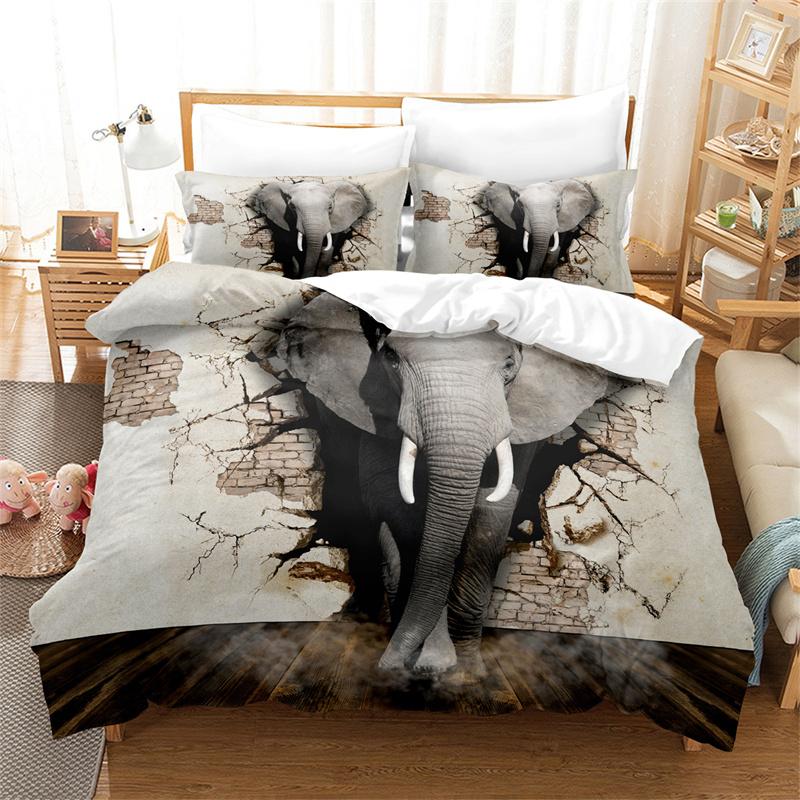 Animals Duvet Cover Set 3D Print Cow Elephant Fish Comforter Cover King Queen Twin Size Polyester Quilt Cover for Kid Teen Adult