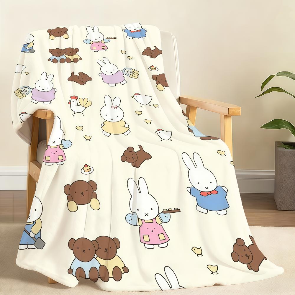 Cartoon Cute M-Miffy Blanket Soft Throw Blanket for Home Bedroom Bed Sofa Picnic Travel Office Rest Cover Blanket Gift