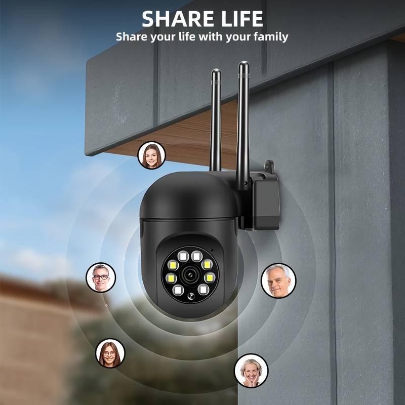 1 беспроводная камера 1080p HD для внутреннего и наружного наблюдения с цветным ночным видением, двусторонней аудиосвязью, панорамированием/наклоном/зумом, Wi-Fi, интеллектуальная камера безопасности для дома с функцией отслеживания движения