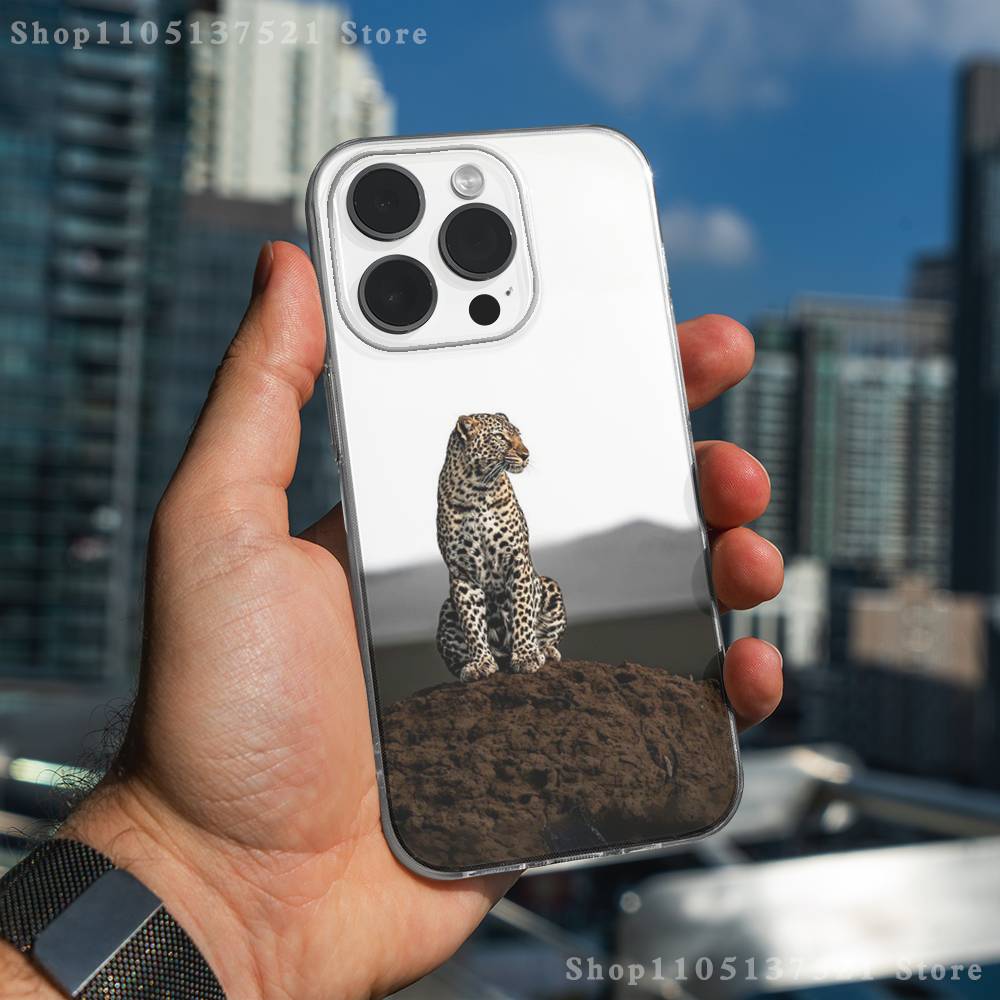 Cool Leopard Leopard Print Phone Case For iPhone 17,16,15,14,13,12,11 Pro,Max,Plus,XR,Mini,E Clear Full-coverage Soft Cover